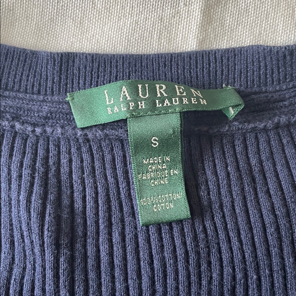 Blue Ribbed 3/4 Sleeve Top - Picture 4 of 5